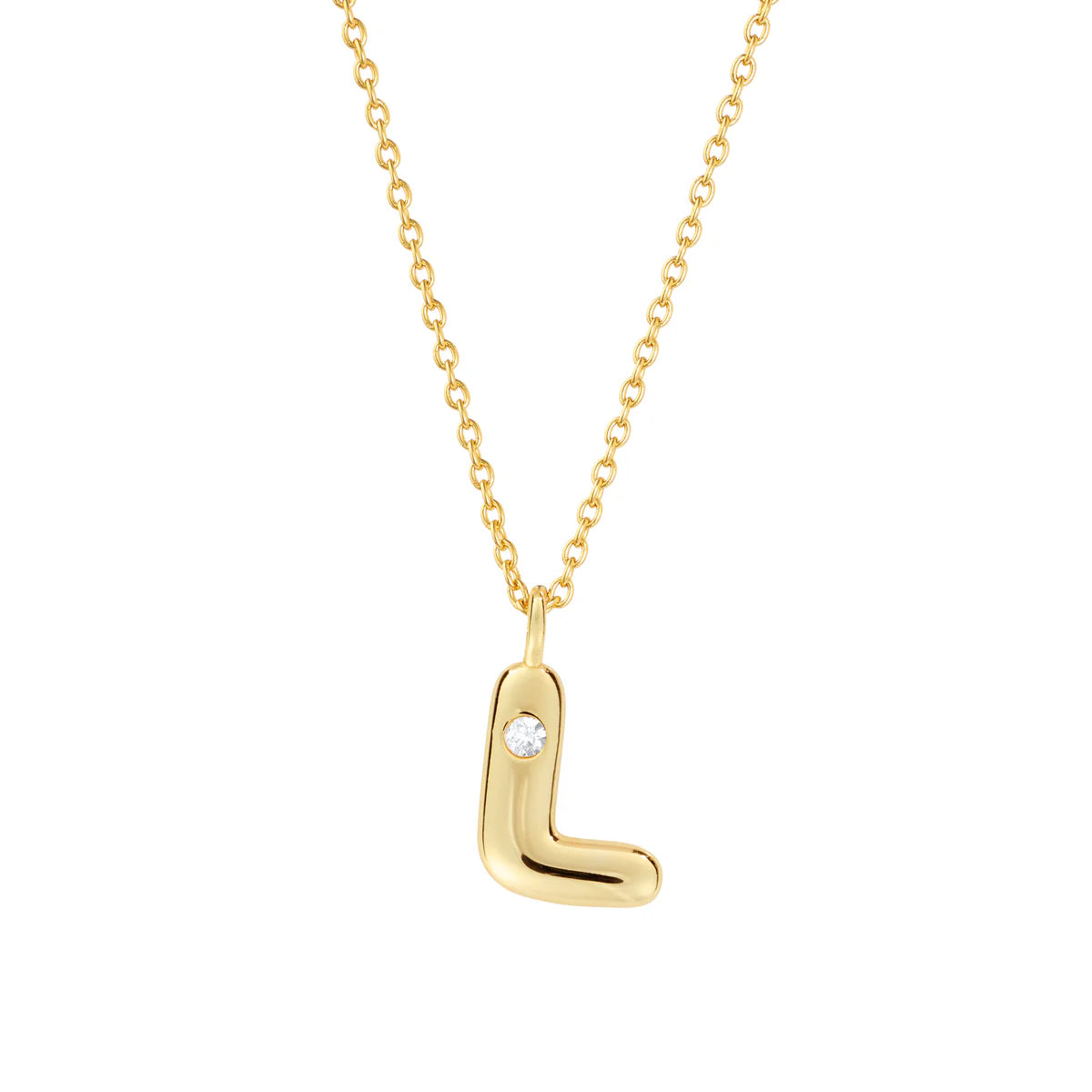 Bubble CZ Initial Necklace