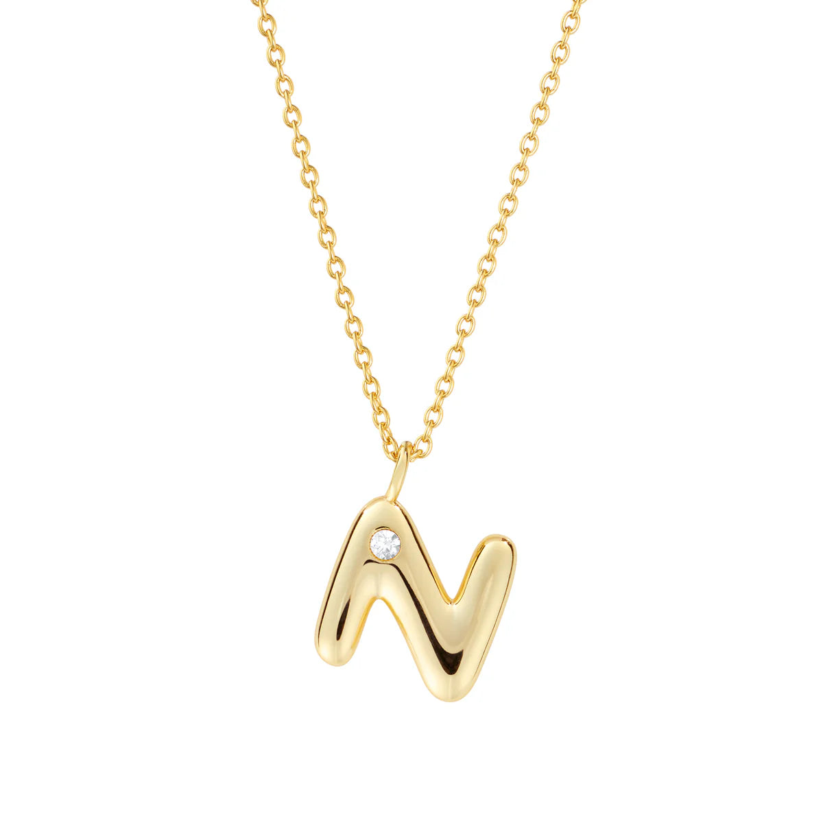 Bubble CZ Initial Necklace