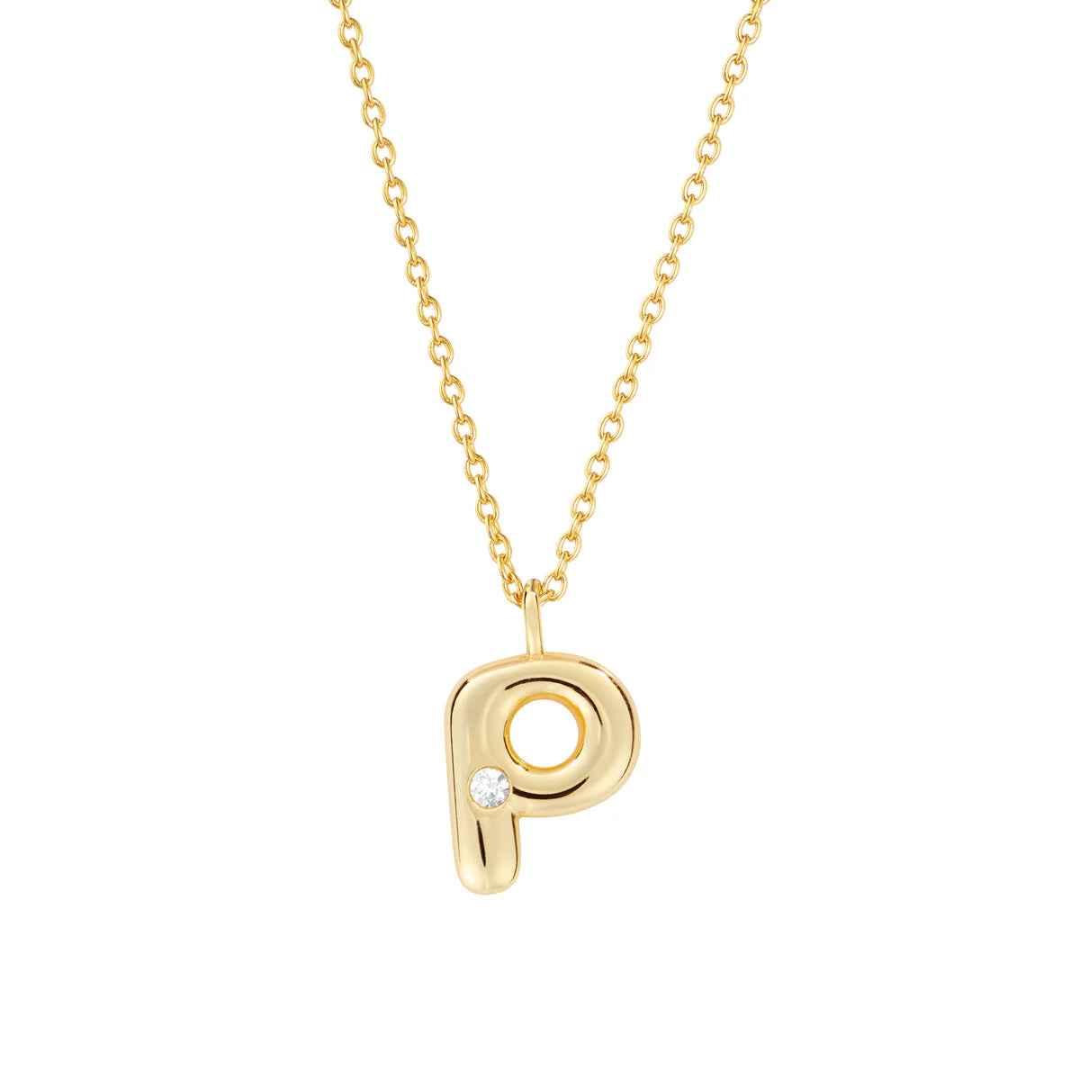 Bubble CZ Initial Necklace