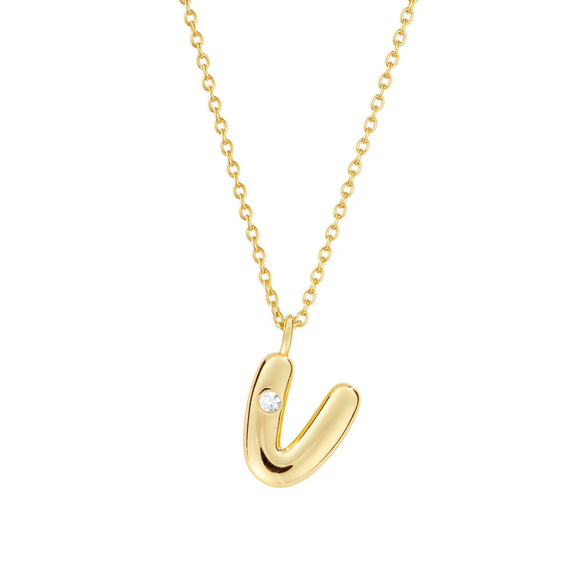 Bubble CZ Initial Necklace