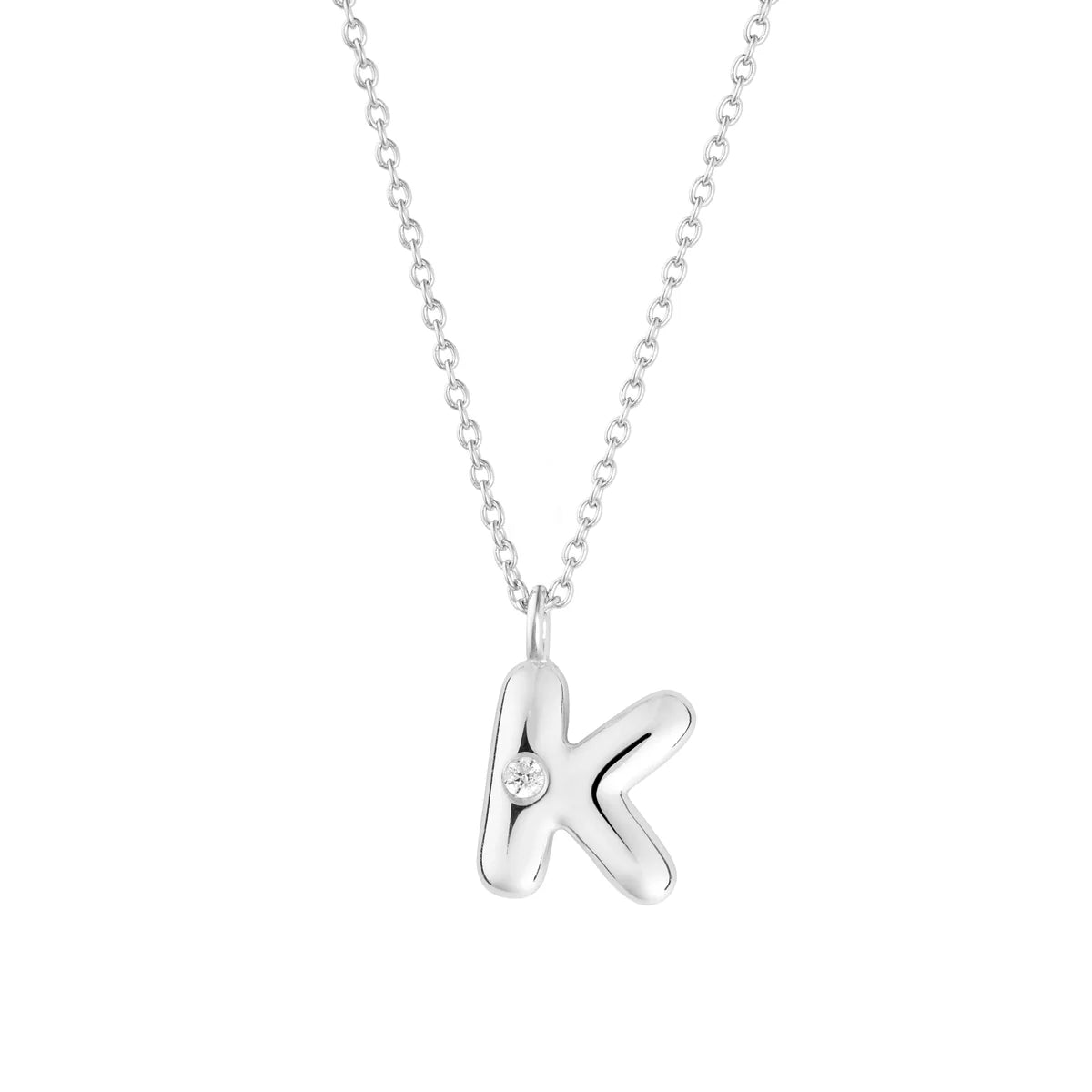 Bubble CZ Initial Necklace