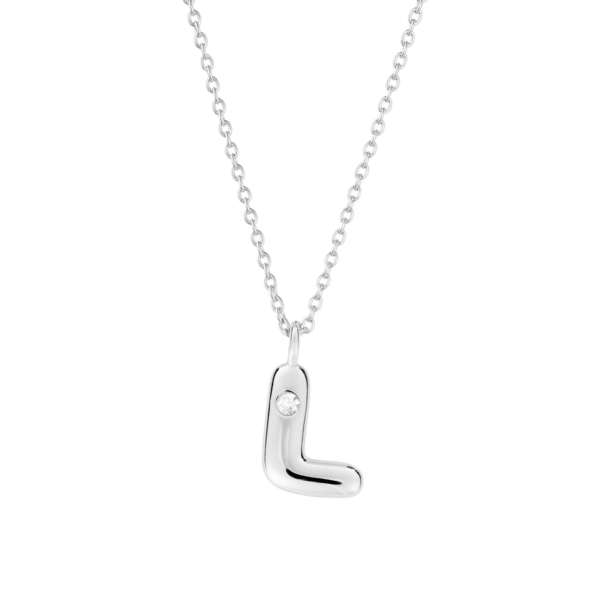 Bubble CZ Initial Necklace