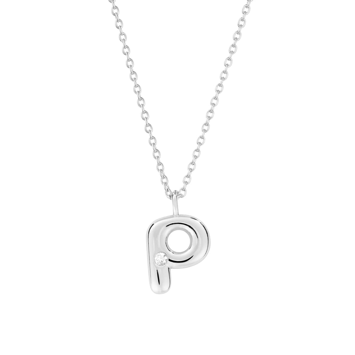 Bubble CZ Initial Necklace