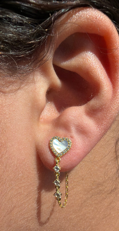 Heart chain earrings