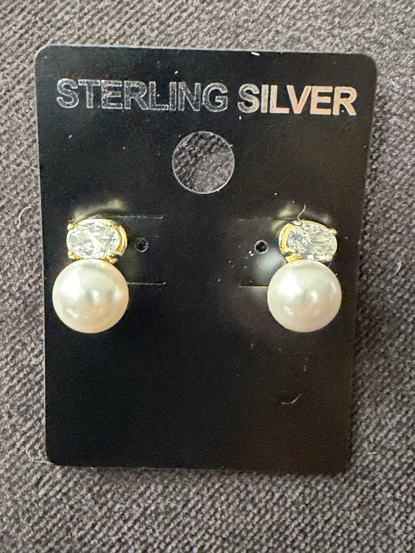 Pearl and CZ earrings