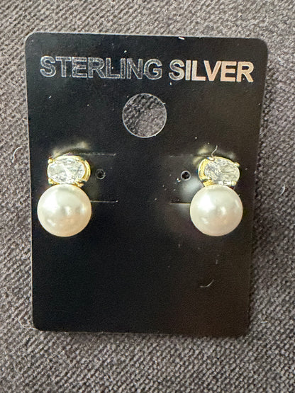 Pearl and CZ earrings