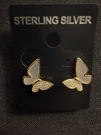 Silver Butterfly studs