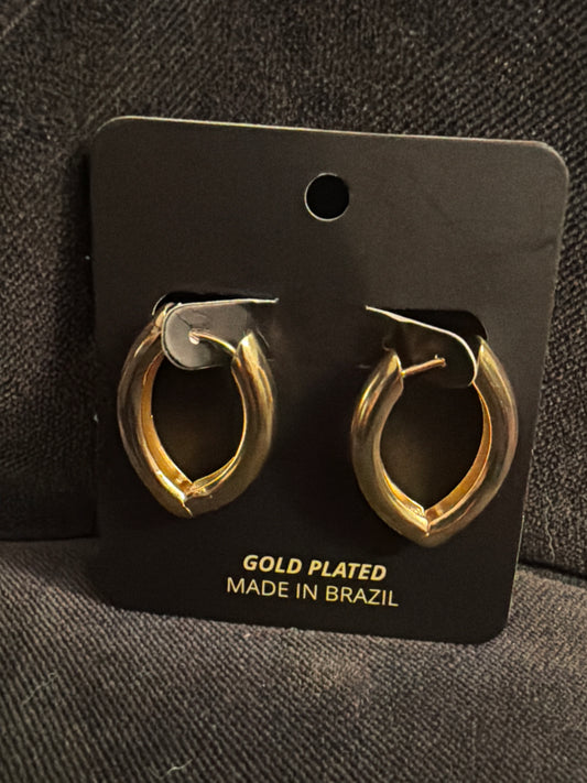 Gold plated oval hoop earrings