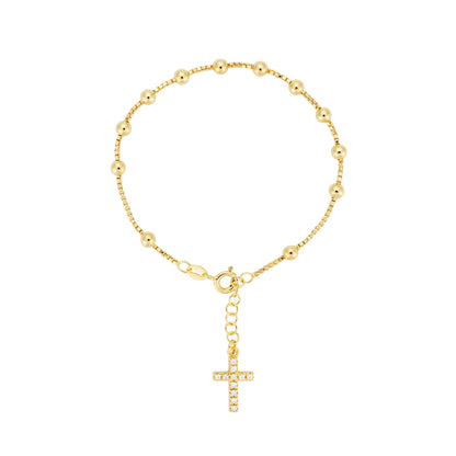 Rosary Bead Cross Bracelet