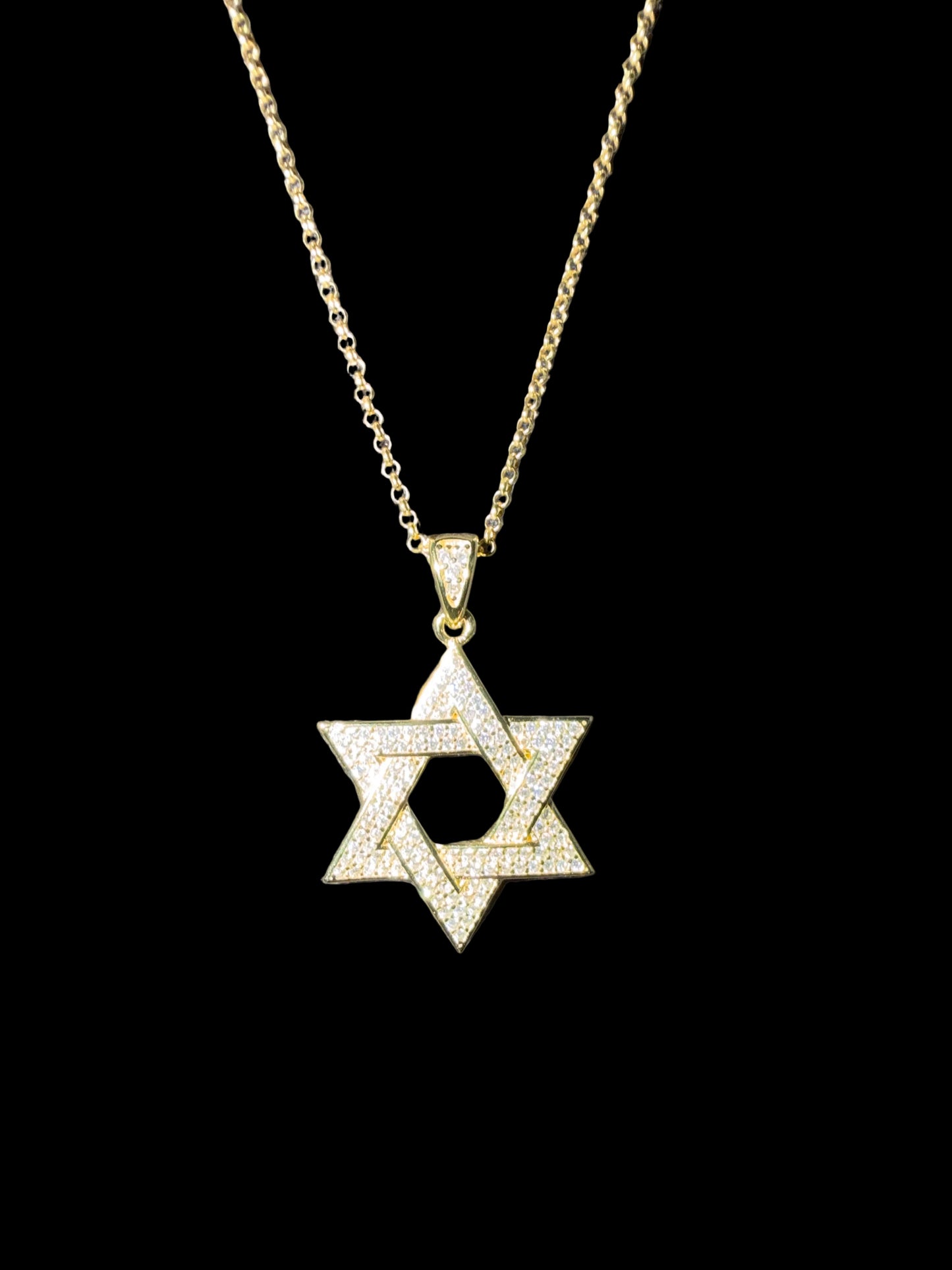 Sterling silver gold plated Jewish star with Chain