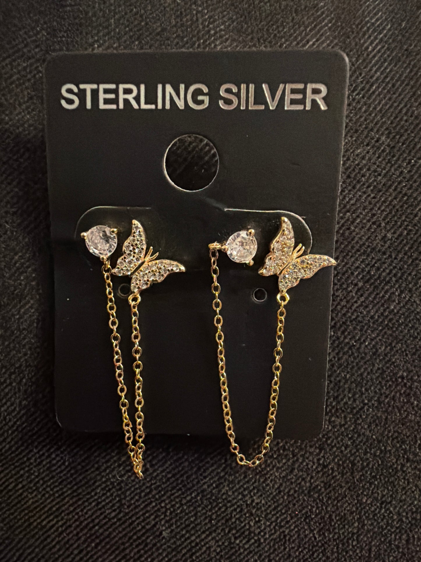 Butterfly earrings with a chain
