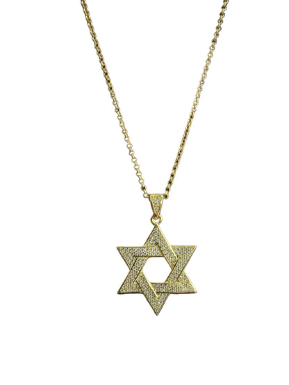 Sterling silver gold plated Jewish star with Chain