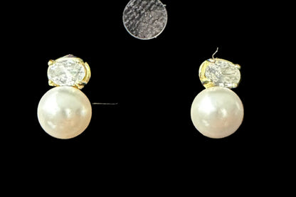 Pearl and CZ earrings
