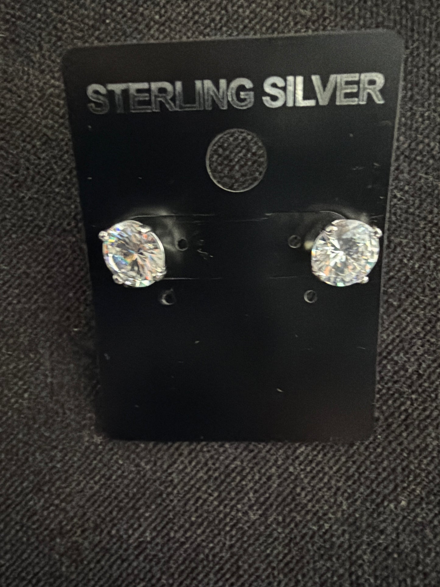 Silver simulated diamonds stud earrings