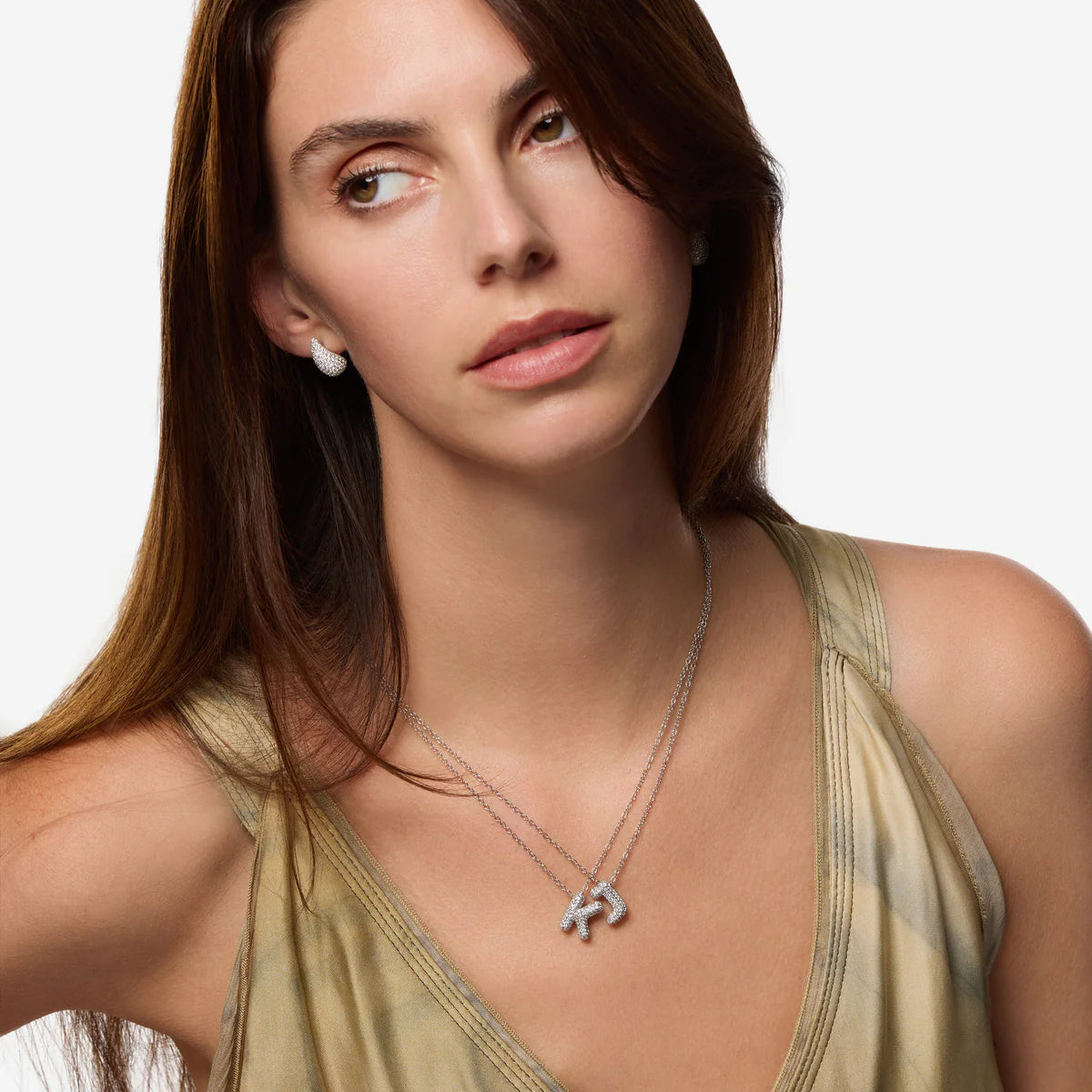 Pave Initial Necklace- Small