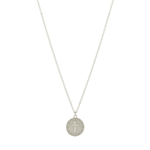 Tiny Cross Coin Charm Necklace