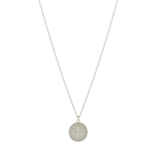 Tiny Cross Coin Charm Necklace