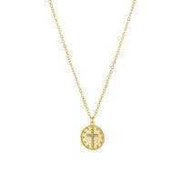 Tiny Cross Coin Charm Necklace