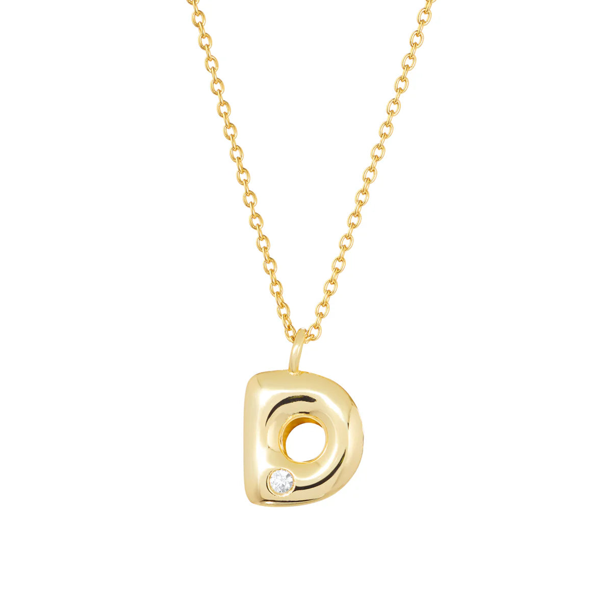 Bubble CZ Initial Necklace