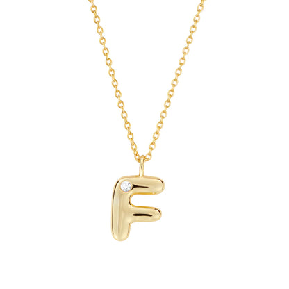 Bubble CZ Initial Necklace
