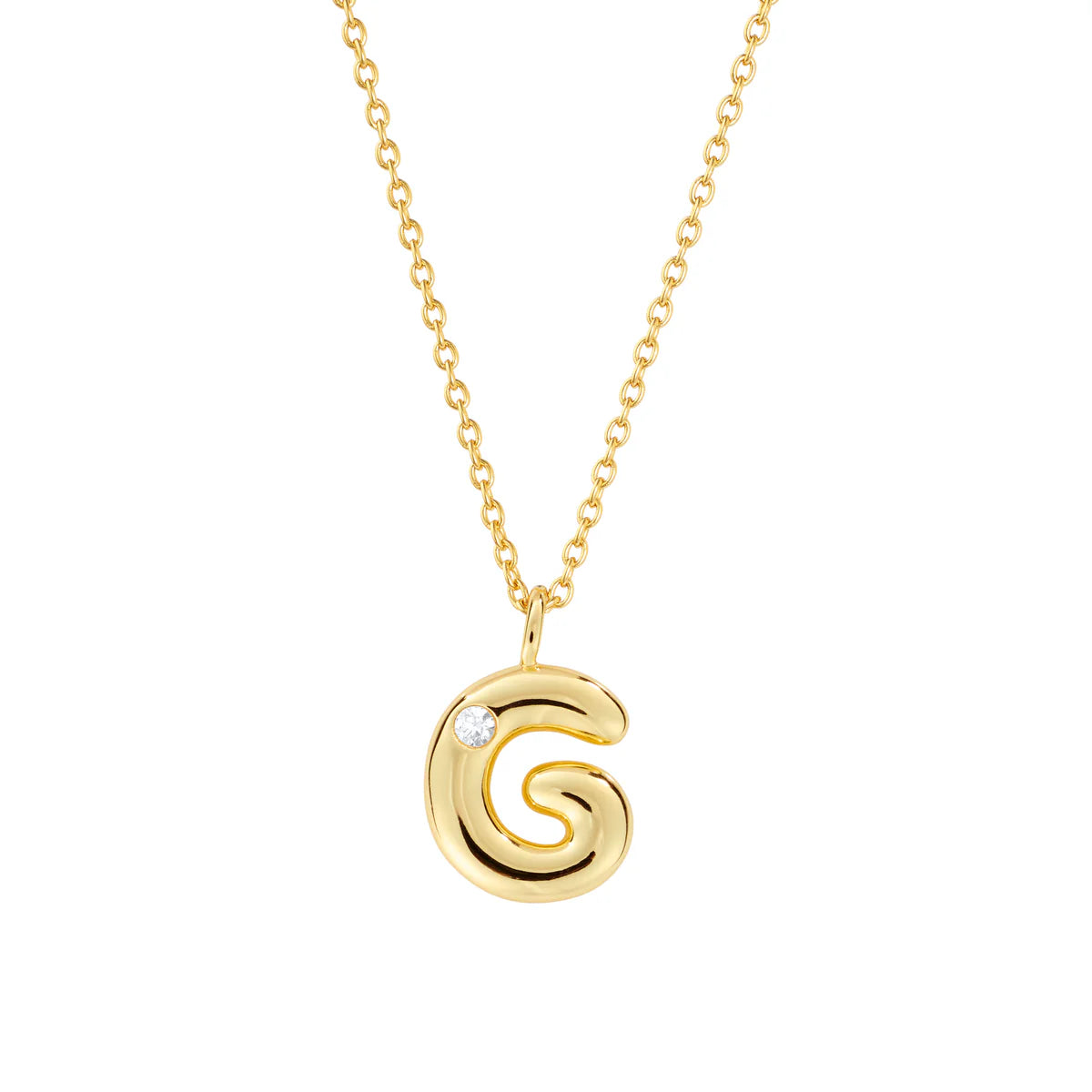 Bubble CZ Initial Necklace