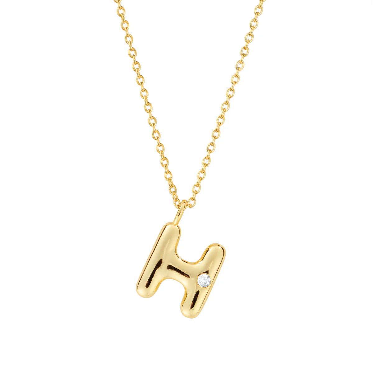 Bubble CZ Initial Necklace