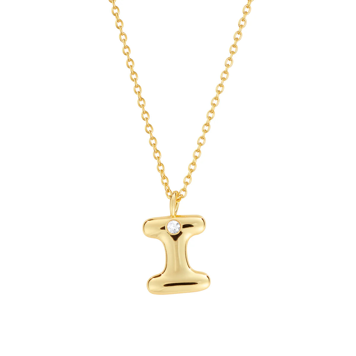 Bubble CZ Initial Necklace
