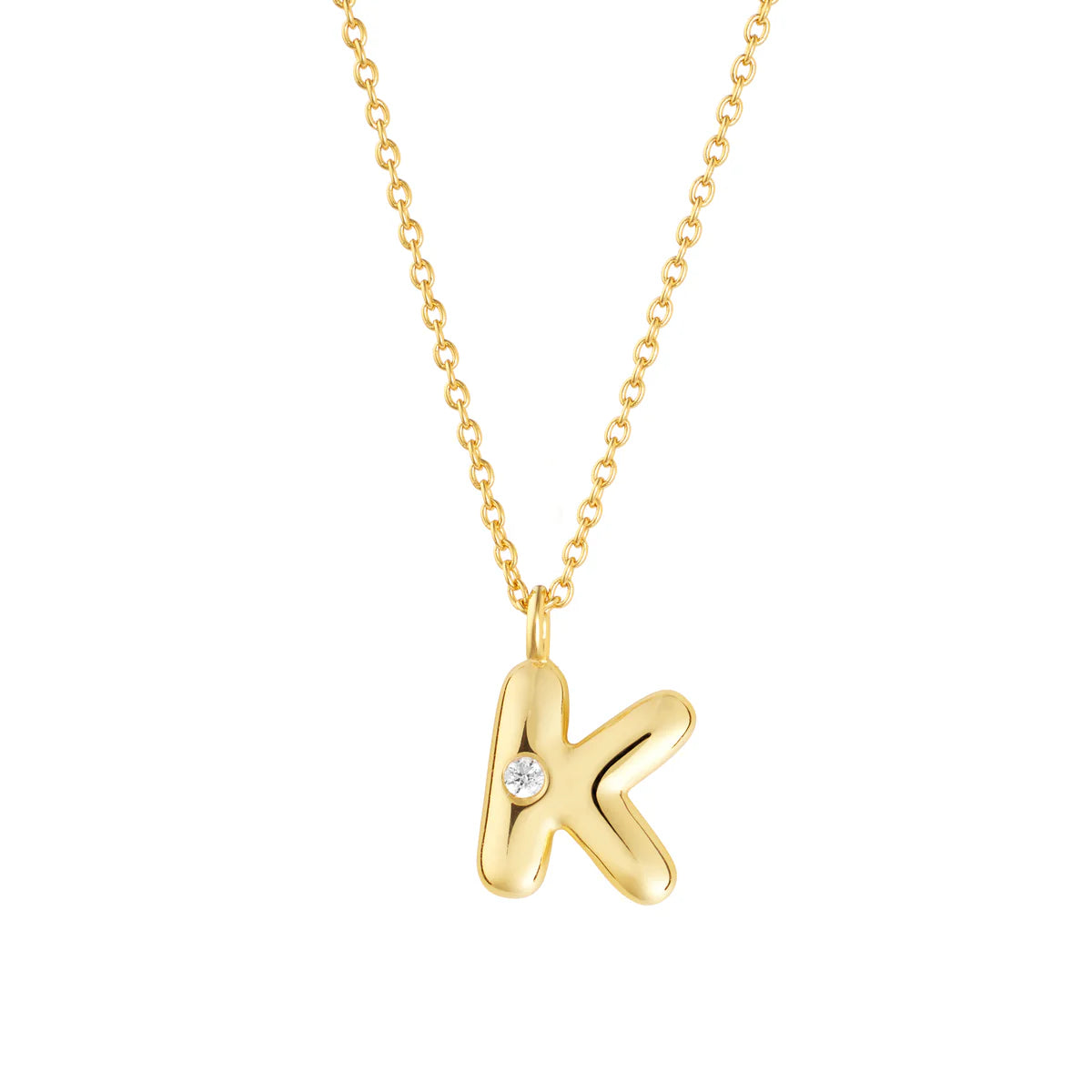 Bubble CZ Initial Necklace