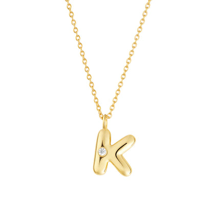 Bubble CZ Initial Necklace