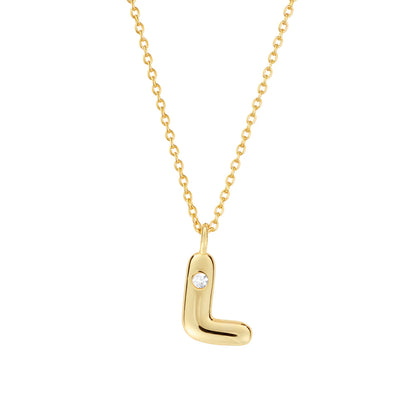 Bubble CZ Initial Necklace