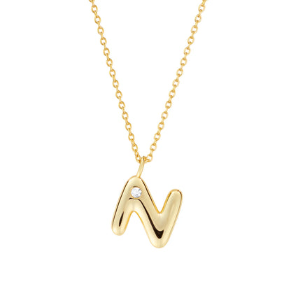 Bubble CZ Initial Necklace