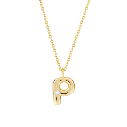 Bubble CZ Initial Necklace
