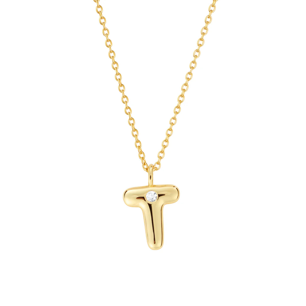 Bubble CZ Initial Necklace