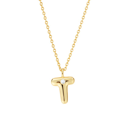 Bubble CZ Initial Necklace