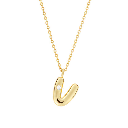 Bubble CZ Initial Necklace