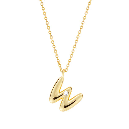 Bubble CZ Initial Necklace