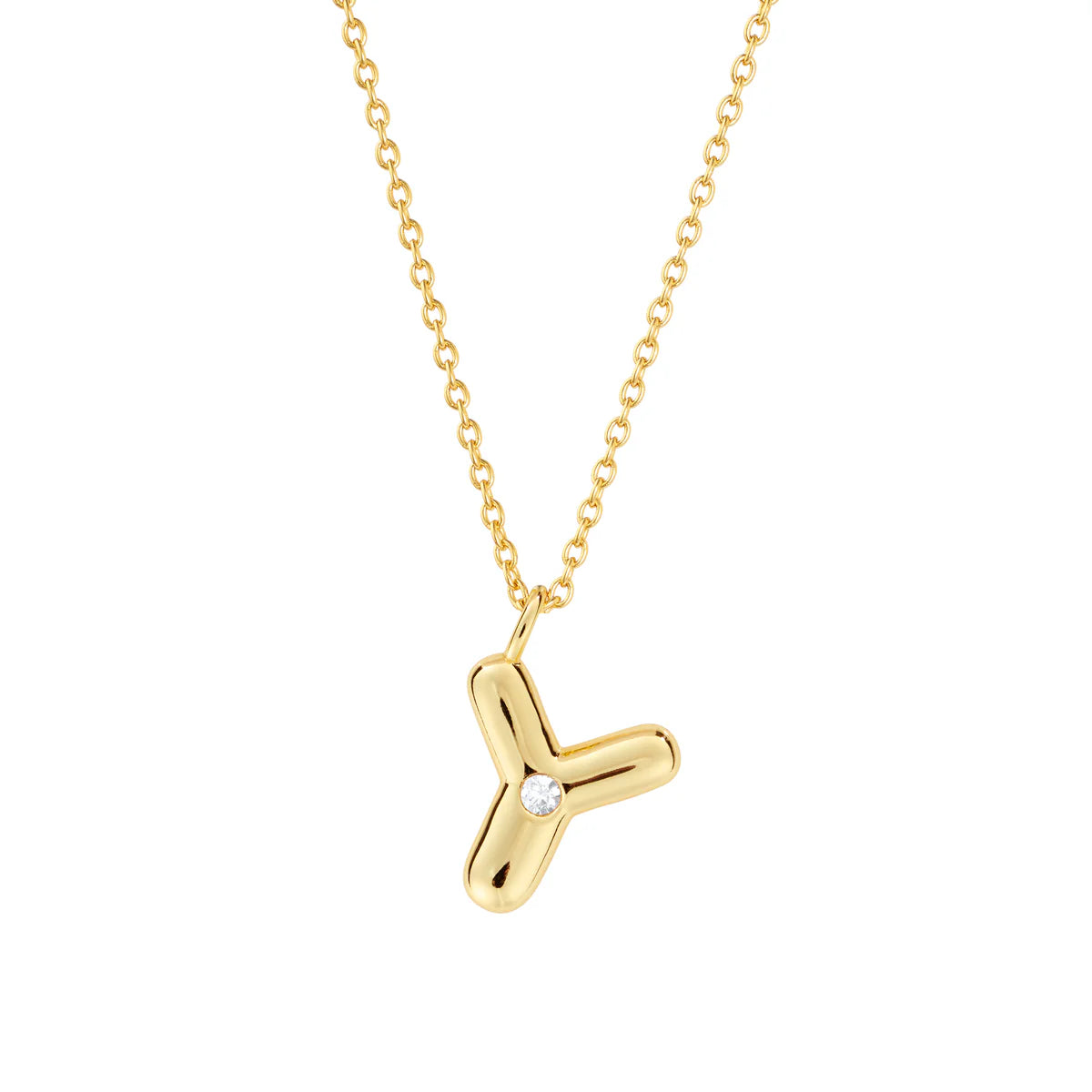 Bubble CZ Initial Necklace