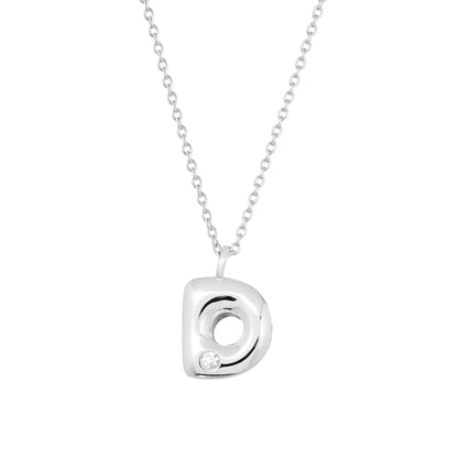 Bubble CZ Initial Necklace