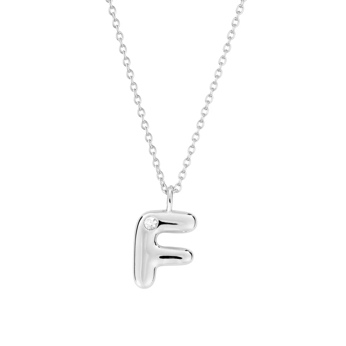 Bubble CZ Initial Necklace