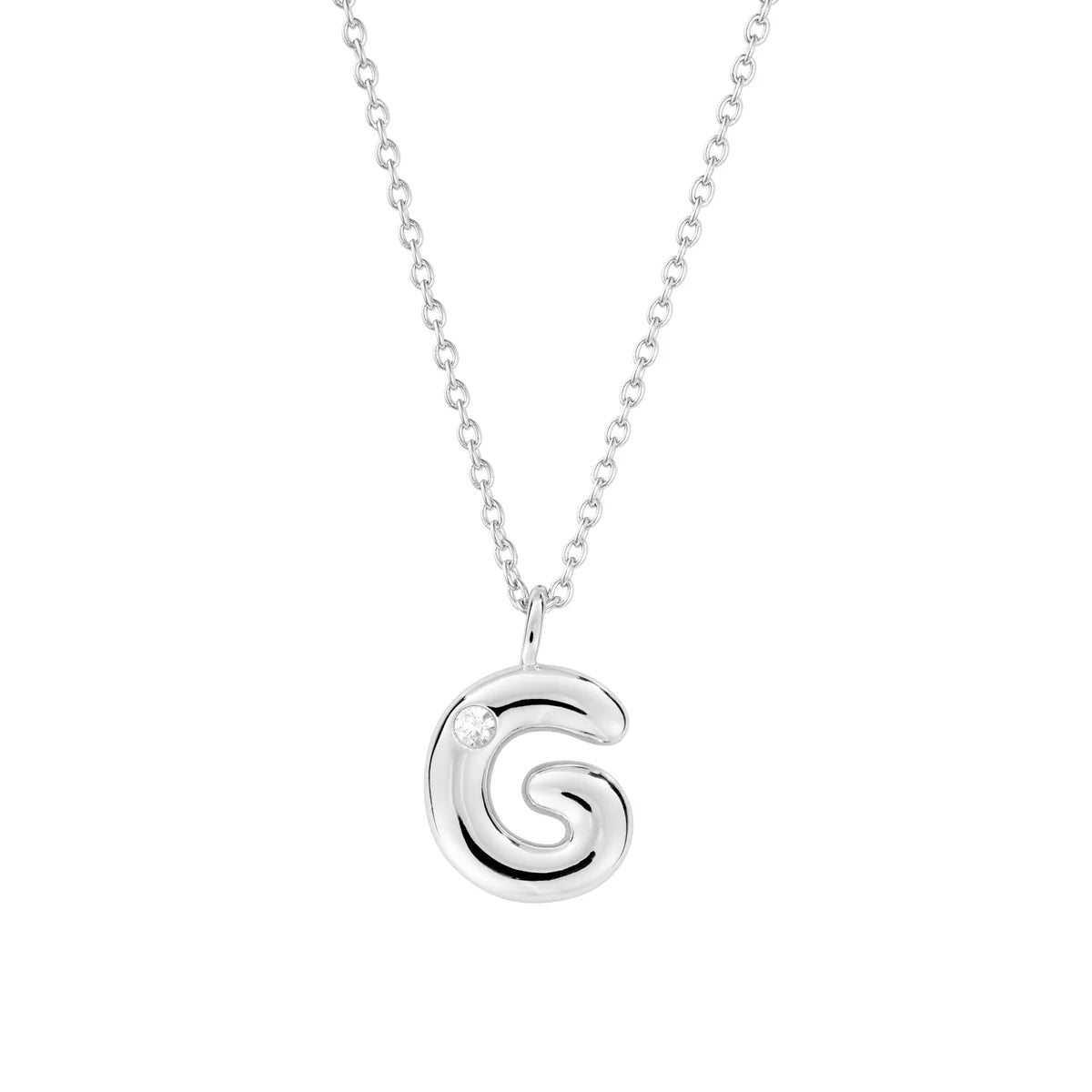 Bubble CZ Initial Necklace