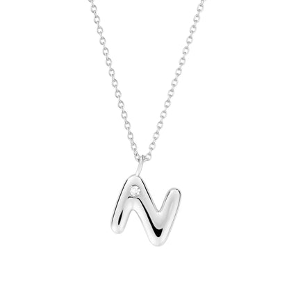 Bubble CZ Initial Necklace