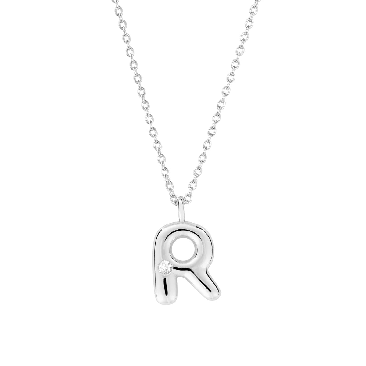 Bubble CZ Initial Necklace