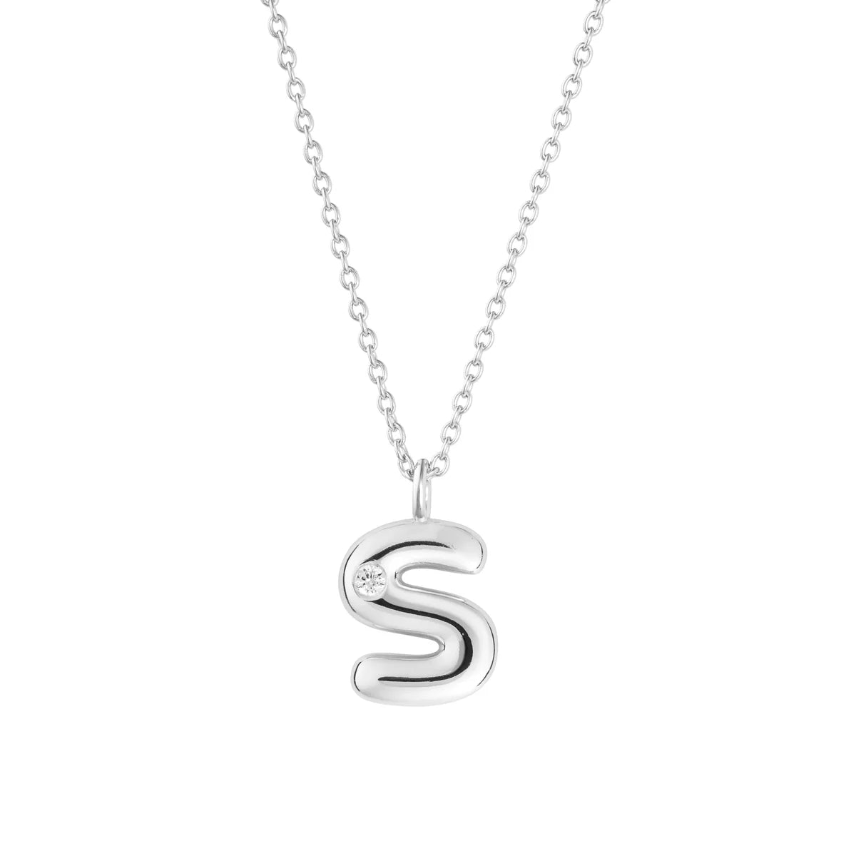 Bubble CZ Initial Necklace