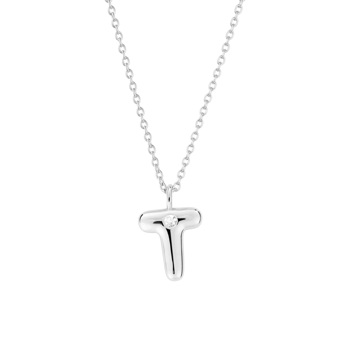 Bubble CZ Initial Necklace