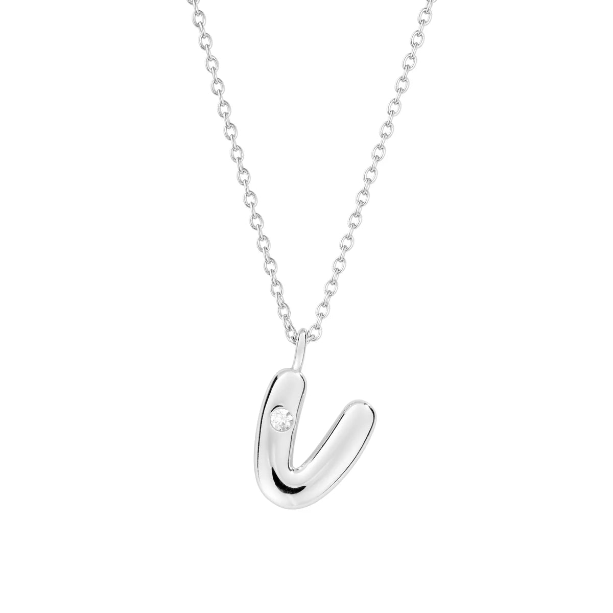 Bubble CZ Initial Necklace