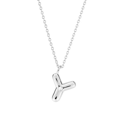 Bubble CZ Initial Necklace