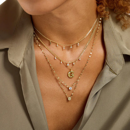 Bubble CZ Initial Necklace